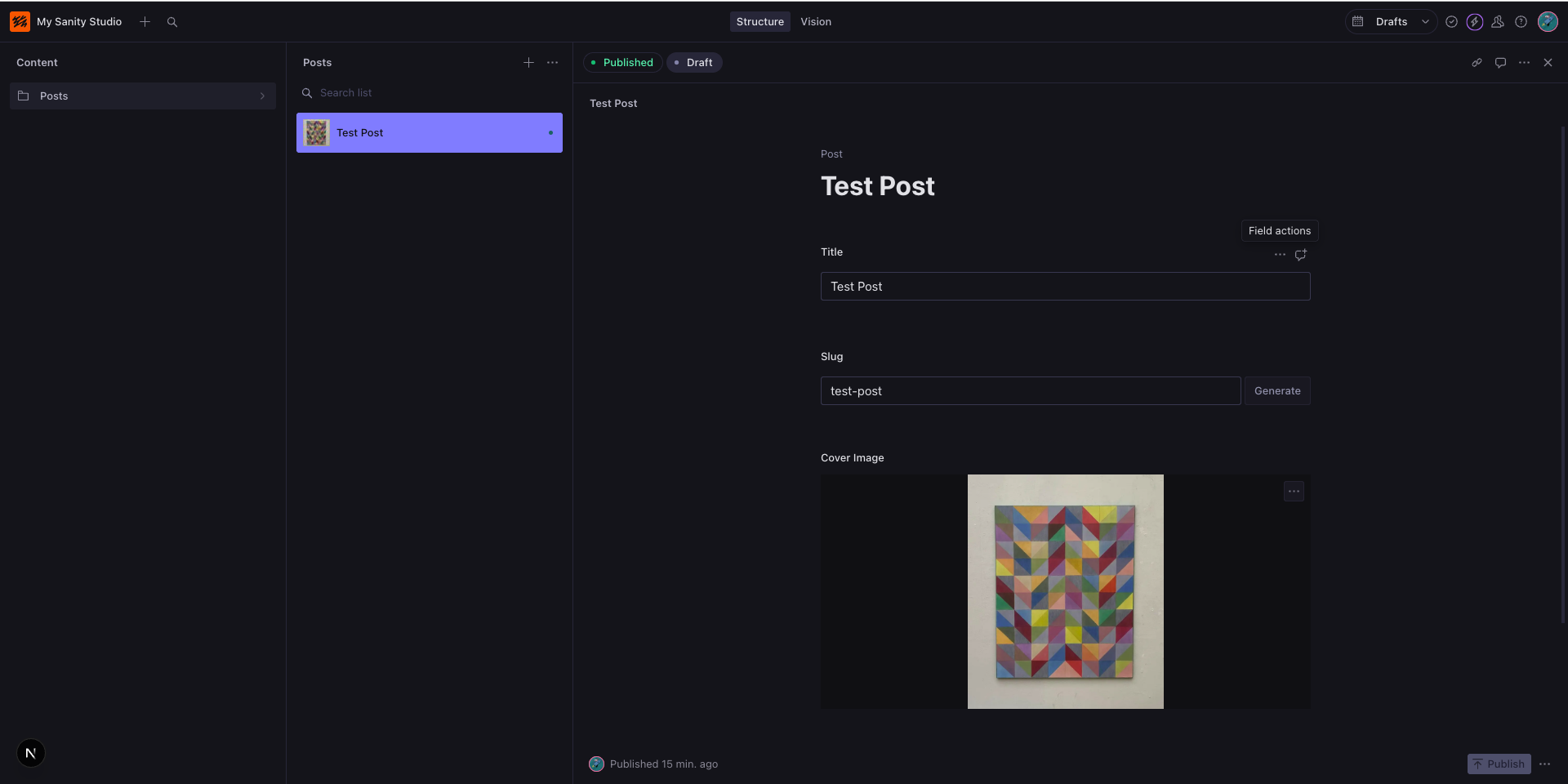 Sanity Studio dashboard Sanity Studio Interface